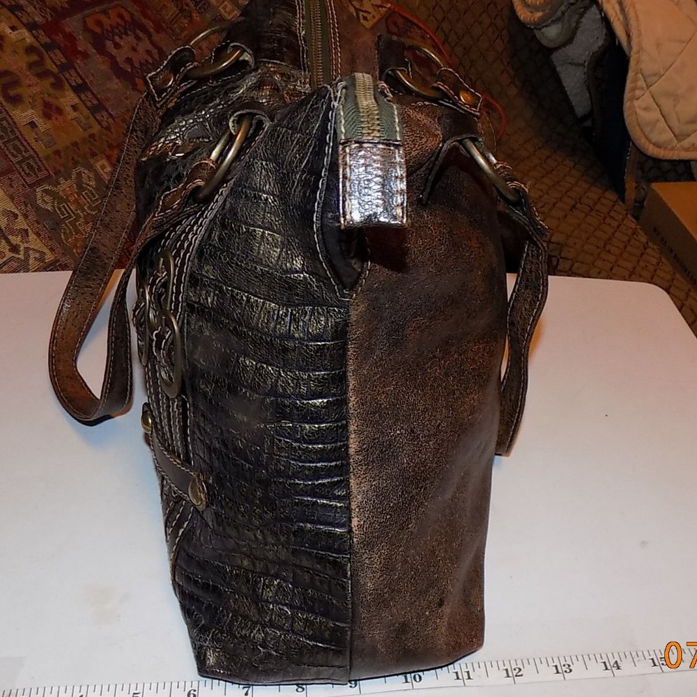 Marco Buggiani Croc embossed large leather bag - Picture 8 of 16